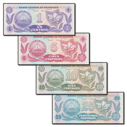 Nicaragua (1991) 1, 5, 10 & 25 Centavos Set of 4 CFU