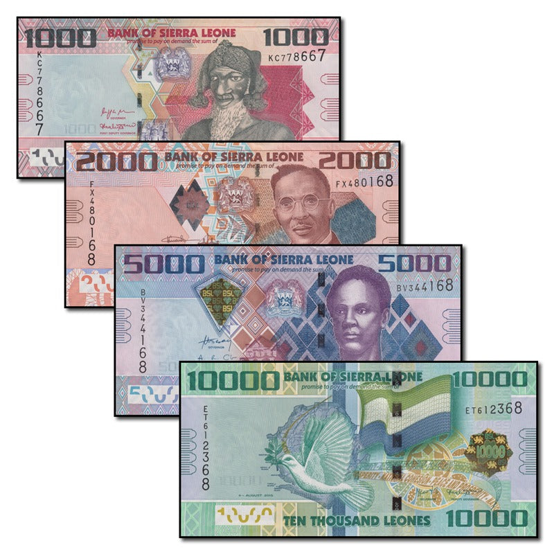 Sierra Leone 2010-2021 1000, 2000, 5000 & 10,000 Leones Set of 4 CFU