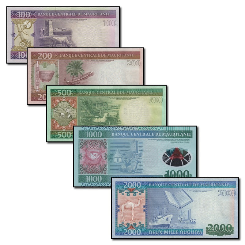 Mauritania 2011-2015 100, 200, 500, 1000 & 2000 Ouguiya Set of 5 CFU