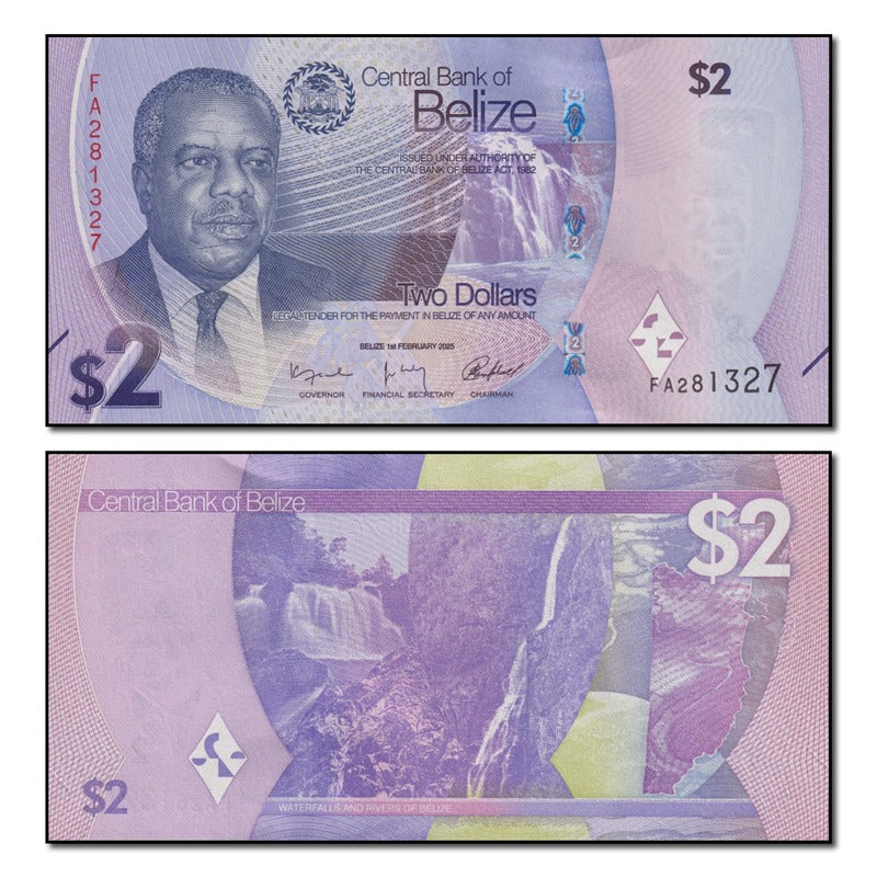 Belize 2025 2 Dollars P.73 CFU