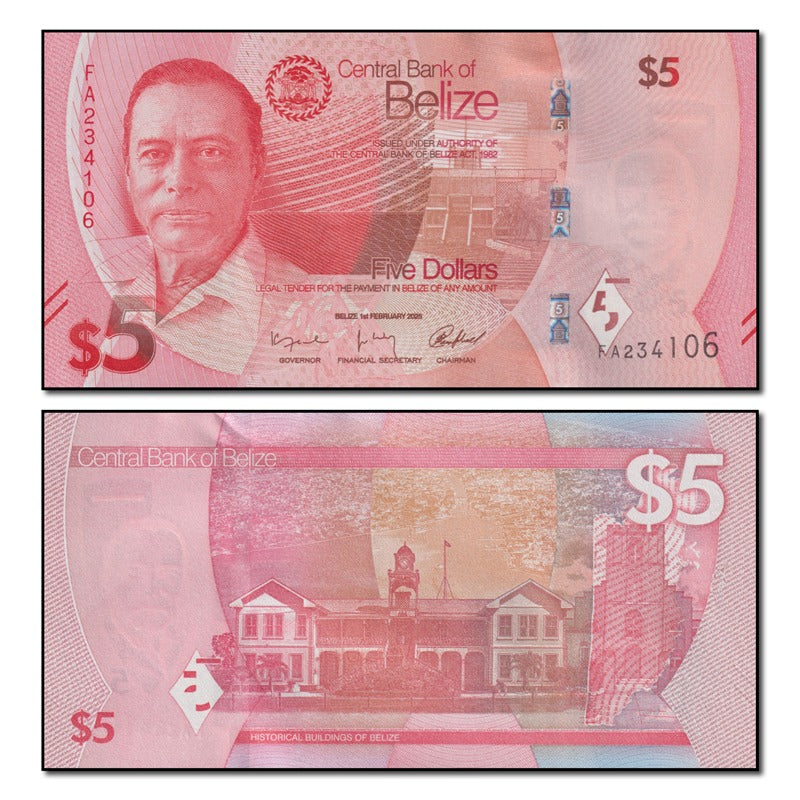Belize 2025 5 Dollars P.74 CFU