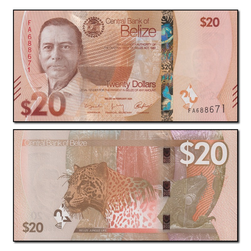 Belize 2025 20 Dollars P.76 CFU