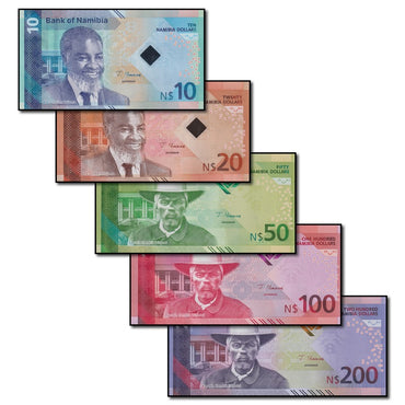 Namibia 2025 10, 20, 50, 100, 200 Nam. Dollars Set of 5 CFU
