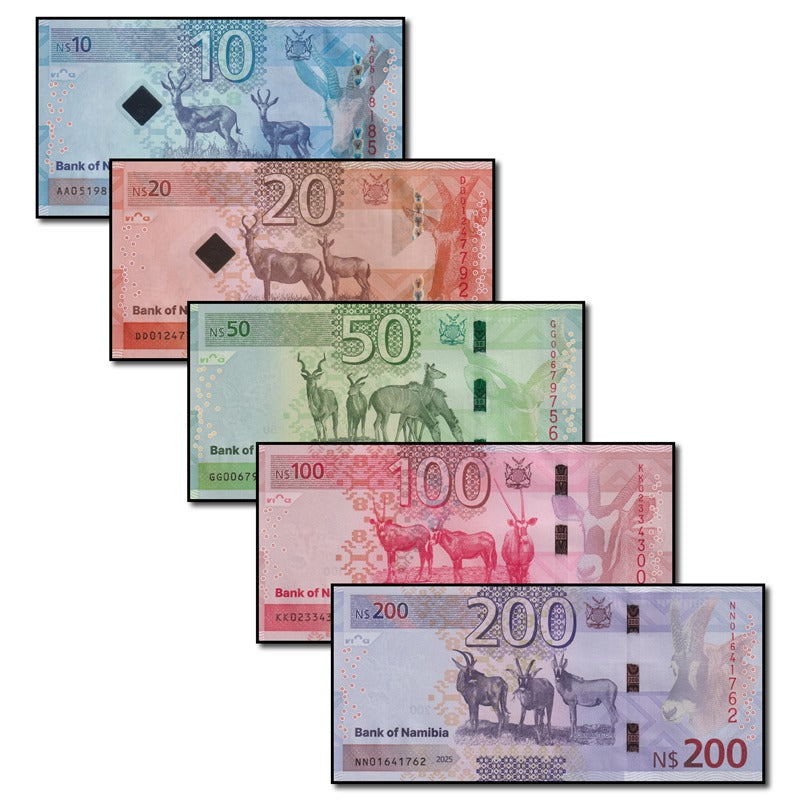 Namibia 2025 10, 20, 50, 100, 200 Nam. Dollars Set of 5 CFU