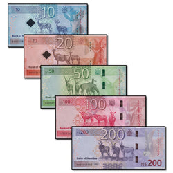 Namibia 2025 10, 20, 50, 100, 200 Nam. Dollars Set of 5 CFU