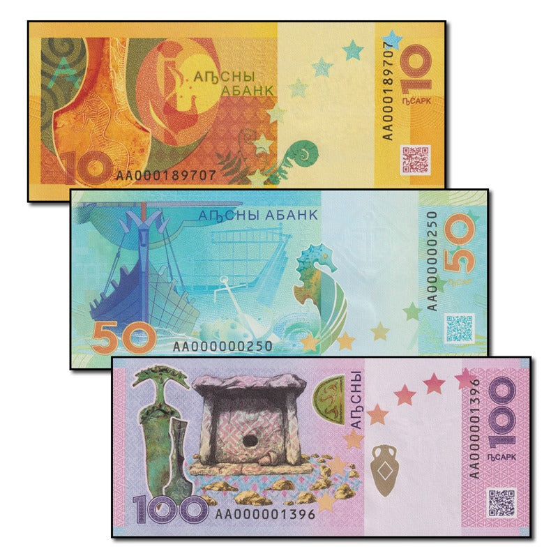 Abkhazia 2024/2025 10, 50 & 100 Apsar Set of 3 CFU