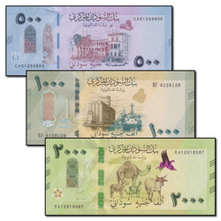 Sudan 2024/2025 500, 1000 & 2000 Pounds Set of 3 CFU