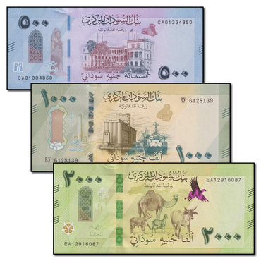 Sudan 2024/2025 500, 1000 & 2000 Pounds Set of 3 CFU
