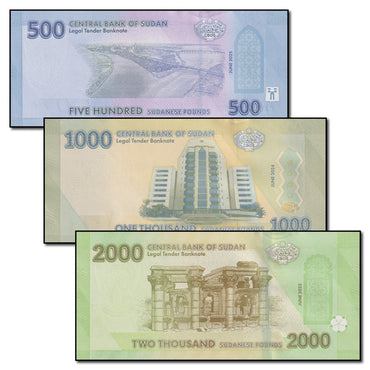 Sudan 2024/2025 500, 1000 & 2000 Pounds Set of 3 CFU
