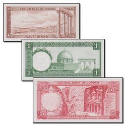 Jordan (No Date) 1/2, 1 & 5 Dinar Set of 3 CFU