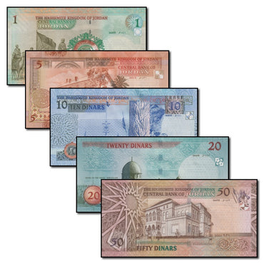 Jordan 2010-2021 1-50 Dinars Set of 5 CFU