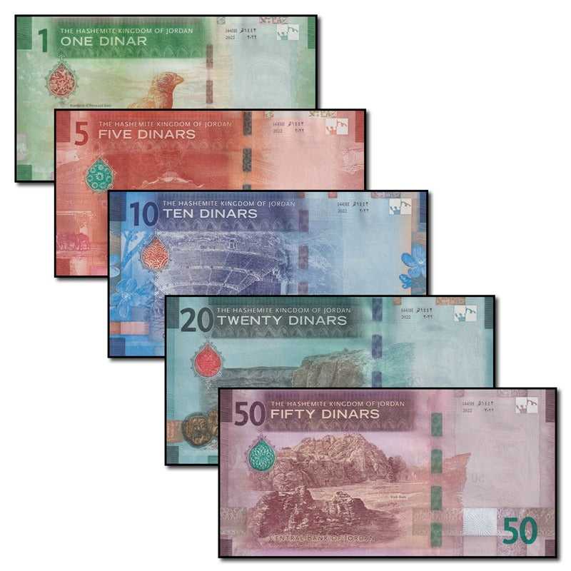 Jordan 2022 1-50 Dinars Set of 5 CFU