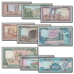 Lebanon 1980-1988 1-1000 Livres Set of 9 CFU