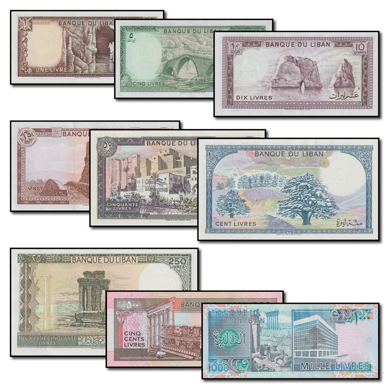 Lebanon 1980-1988 1-1000 Livres Set of 9 CFU