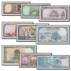 Lebanon 1980-1988 1-1000 Livres Set of 9 CFU