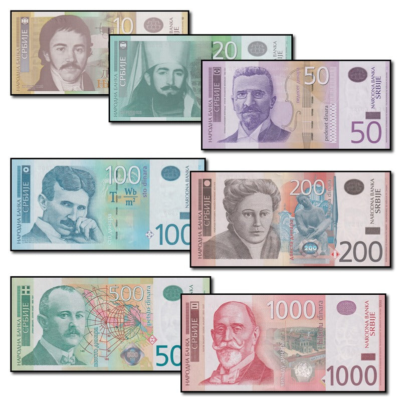 Serbia 2006-2014 10-1000 Dinara Set of 7 CFU