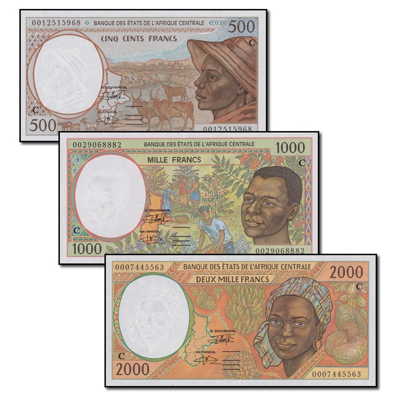 Congo 2000 500, 1000 & 2000 Francs Set of 3 CFU