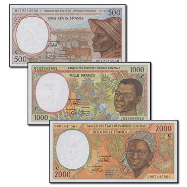 Congo 2000 500, 1000 & 2000 Francs Set of 3 CFU