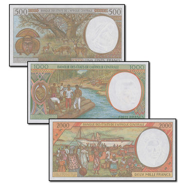 Congo 2000 500, 1000 & 2000 Francs Set of 3 CFU