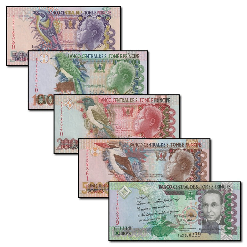 St Thomas & Prince 1996-2013 5000-100,000 Dobras Set of 5 CFU