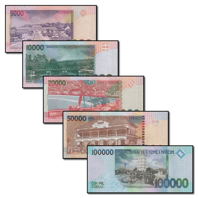 St Thomas & Prince 1996-2013 5000-100,000 Dobras Set of 5 CFU