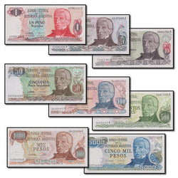 Argentina (1983-1985) 1-5000 Pesos Set of 8 P.311-318 CFU