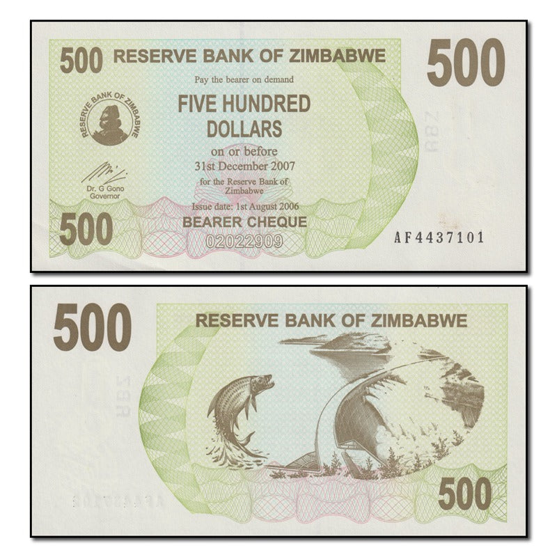 Zimbabwe 2007 500 Dollars P.43 CFU