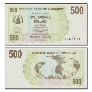 Zimbabwe 2007 500 Dollars P.43 CFU