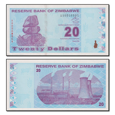 Zimbabwe 2009 20 Dollars P.95 CFU