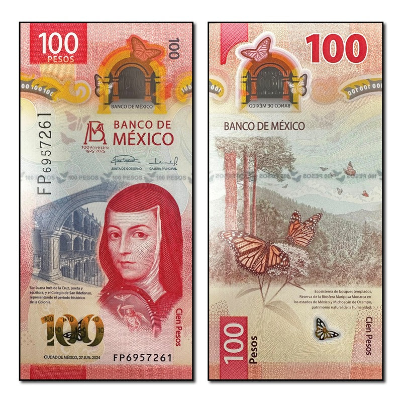 Mexico 2024 100 Pesos Polymer P.139 CFU