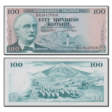 Iceland 1961 100 Kronur P.44 CFU
