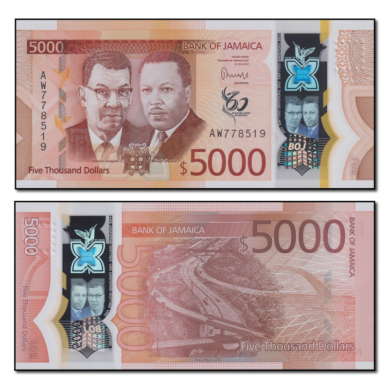 Jamaica 2022 5000 Dollars P.101 CFU