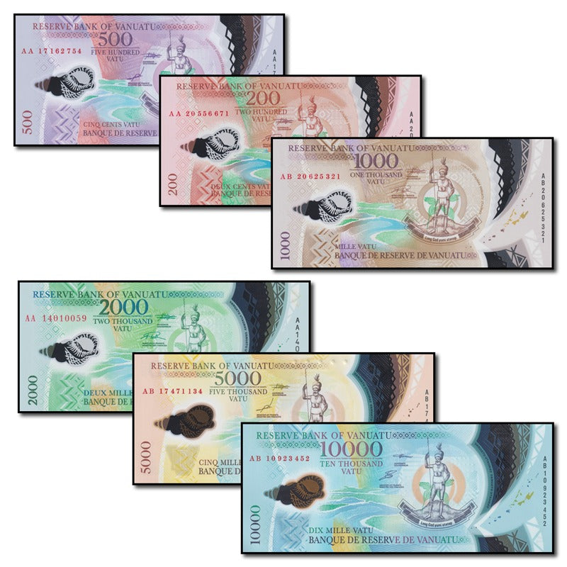 Vanuatu 2010-2020 200-10,000 Vatu Set of 6 CFU