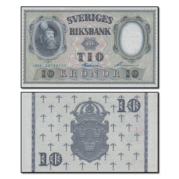 Sweden 1957-1959 10 Kronor P.43 CFU
