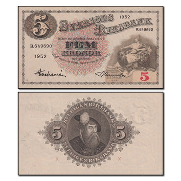 Sweden 1949-1952 5 Kronor P.33 CFU