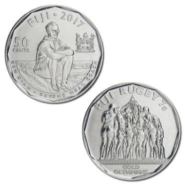 Fiji 2017 Rugby Sevens 50c Gold Olympians UNC