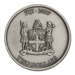 Fiji 2019 Owl of Athena $2 Antiqued Silver Sapphire