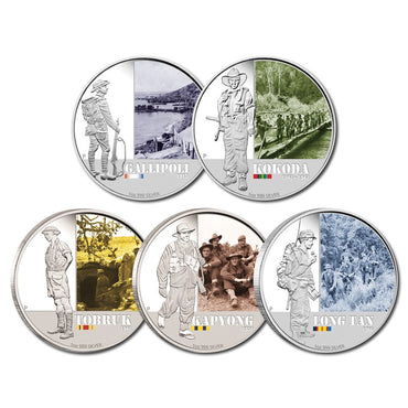 2011-12 Famous Battles in Australian History Silver 1oz - Set of 5