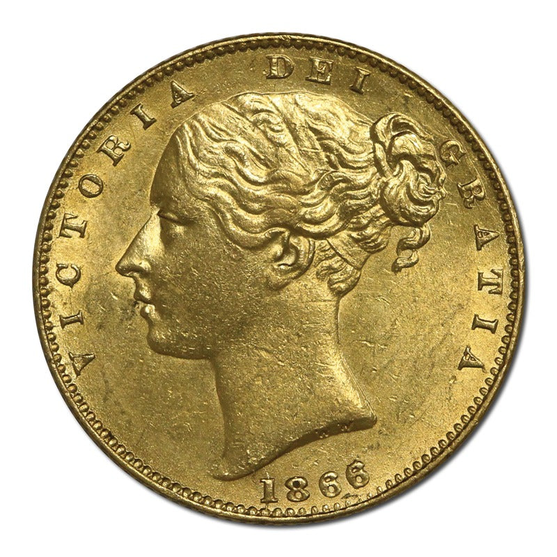 Great Britain 1866 Victoria Shield Gold Sovereign EF