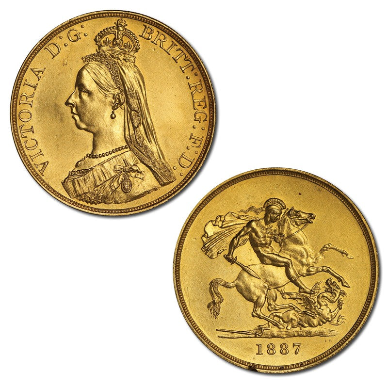 Great Britain 1887 Gold 5 Pounds Jubilee Head ex. Specimen Set