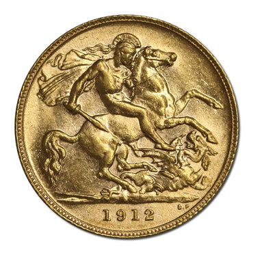 Great Britain 1912 Gold Half Sovereign Lustrous UNC