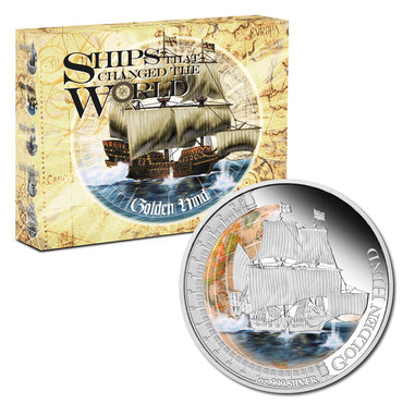 Tuvalu 2011 Ships that Changed the World - Golden Hind 1oz Silver Proof