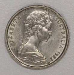 5c 1982 Error Full Obverse Brockage nUNC