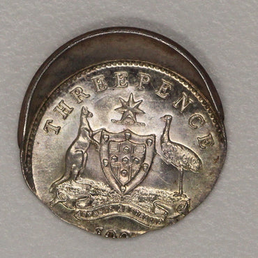 Australia 1935-1936 Threepence Error 20% Mistrike UNC