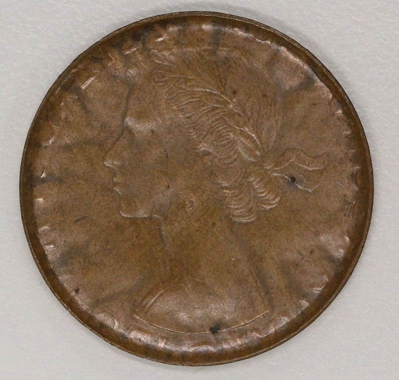 Australia 1955-1964 Penny Error Full Obverse Brockage EF