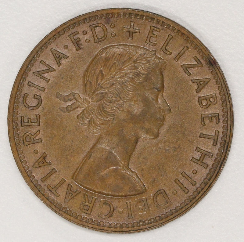Australia 1955-1964 Penny Error Full Obverse Brockage EF