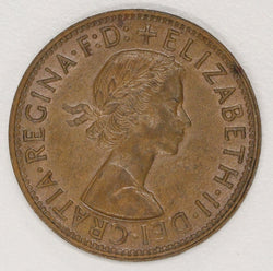 Australia 1955-1964 Penny Error Full Obverse Brockage EF