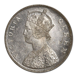 British India 1862 Silver Rupee Lustrous UNC