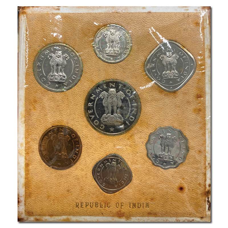 India 1954 Bombay 7 Coin Pice to Rupee BRILLIANT PROOF SET