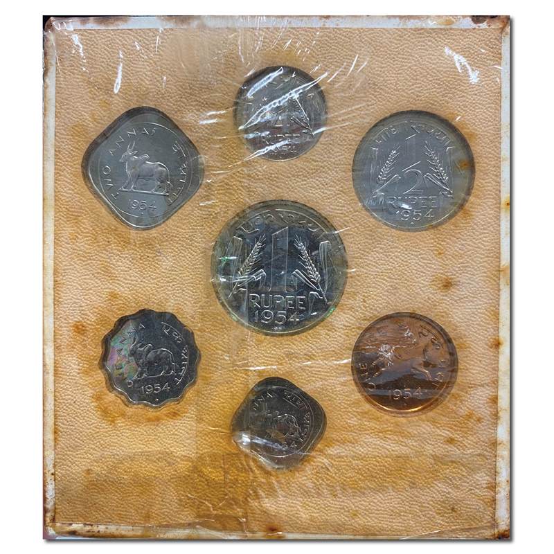 India 1954 Bombay 7 Coin Pice to Rupee BRILLIANT PROOF SET